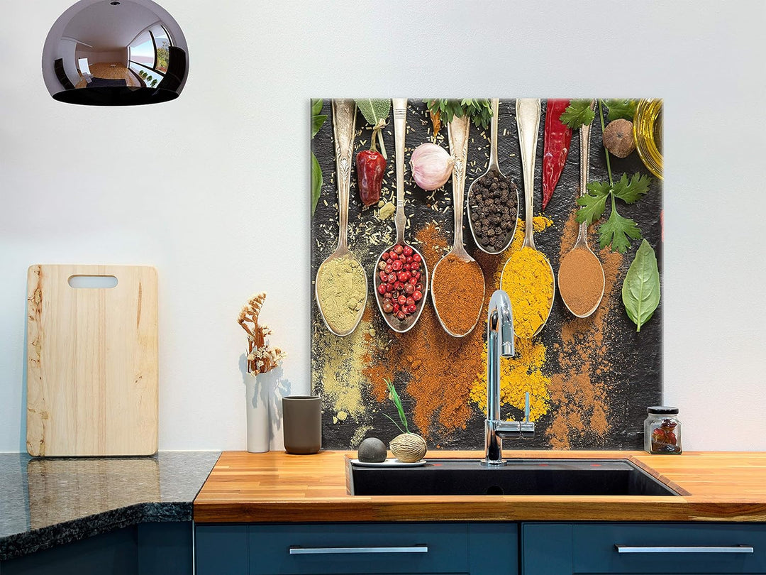 murando Spritzschutz Glas für Küche 60x60 cm Küchenrückwand Küchenspritzschutz Fliesenschutz Glasbil