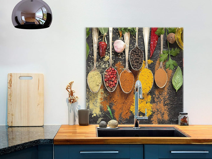 murando Spritzschutz Glas für Küche 60x60 cm Küchenrückwand Küchenspritzschutz Fliesenschutz Glasbil