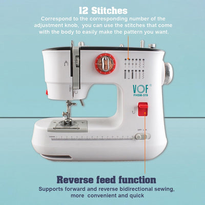 LetCart FLSM-519 Nähmaschine, Elektrische Nähmaschine für Anfänger und Kinder, 12 Stichprogrammen, F