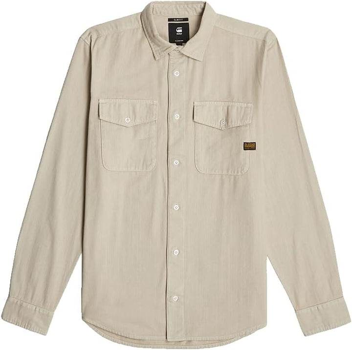 G-STAR Herren Marine Slim Hemd Shirts (1er Pack) S Beige (Dk Brick Gd D24963-d454-d848), S Beige (Dk