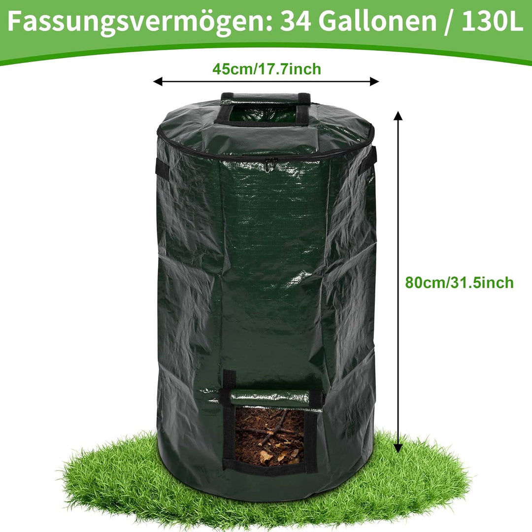 aleawol 2 Stück Stand up Komposter Garten 130 Liter Composter Garten Komposttonne Zylindrisch Schnel