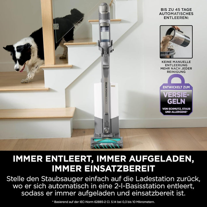Shark PowerDetect Clean & Empty Akku-Staubsauger für Tierhaare, Selbstentleerende Basis 45 Tage, Duo