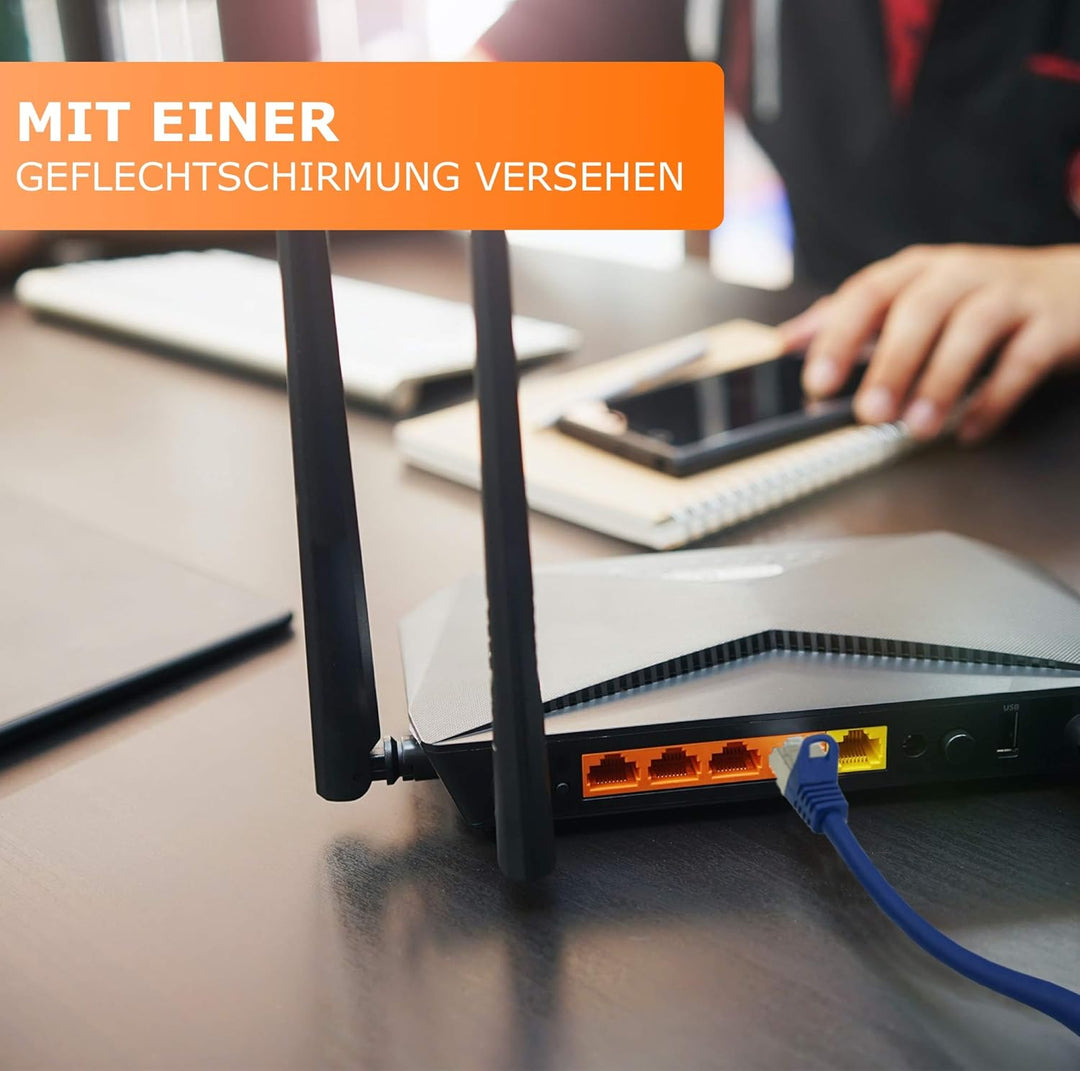 1aTTack.de 30m - blau - 1 Stück CAT.7 Netzwerkkabel Patchkabel SFTP PIMF LSZH Gigabit Lan Kabel 10Gb