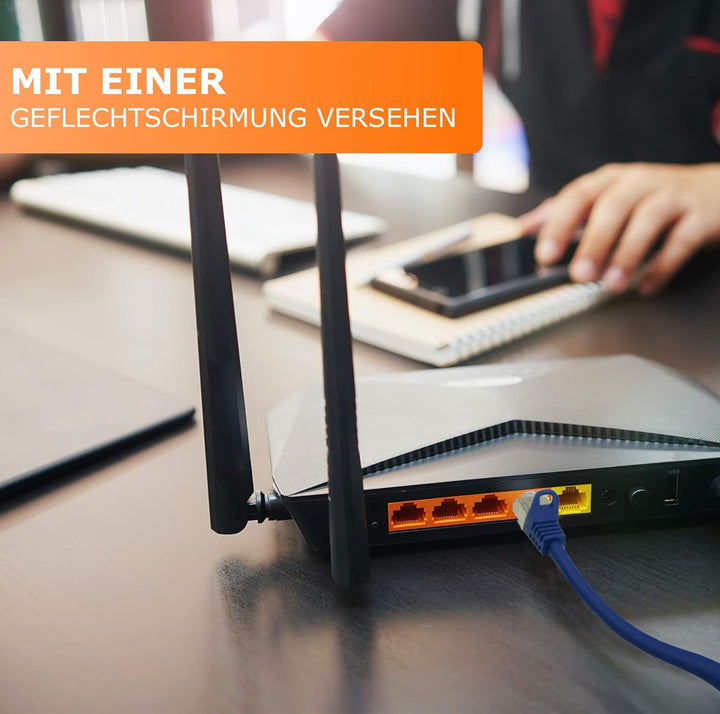 1aTTack.de 30m - blau - 1 Stück CAT.7 Netzwerkkabel Patchkabel SFTP PIMF LSZH Gigabit Lan Kabel 10Gb
