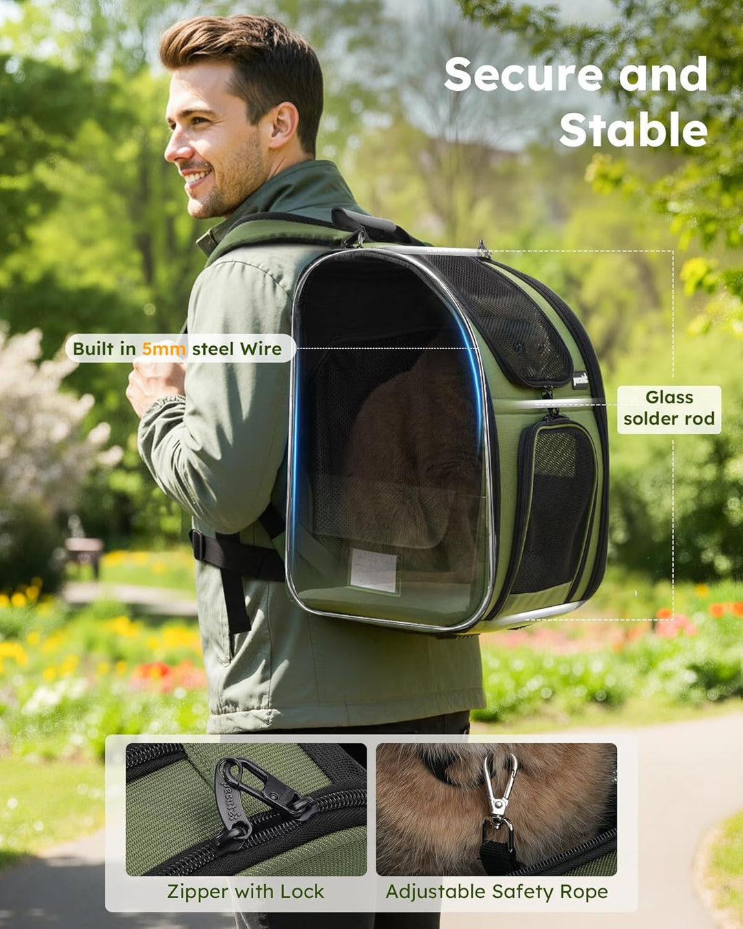 pecute Haustier Expansions Rucksüke für Hund und Katzen mit Front Opening-Mesh Fenstertaschen, Tragb