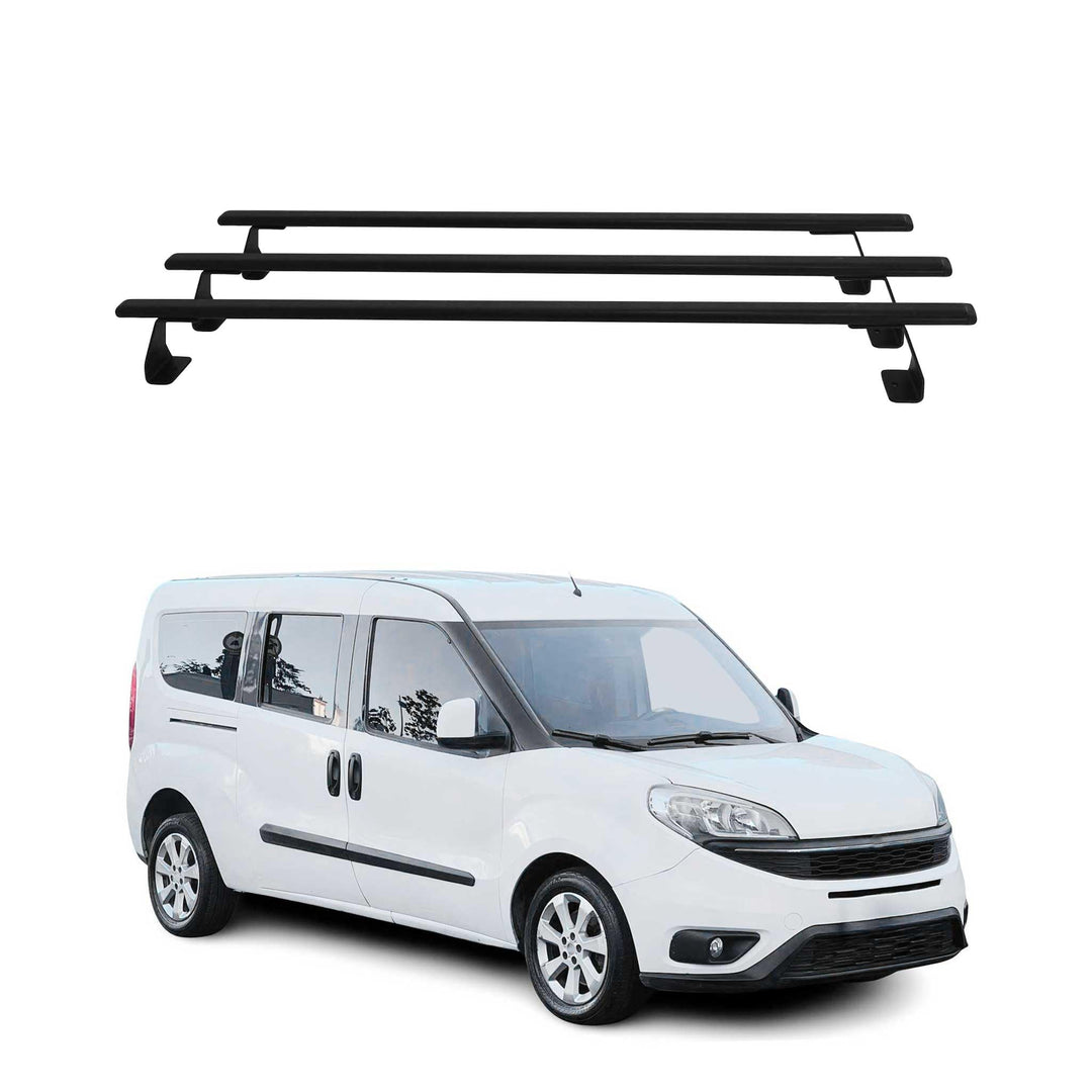 OMAC Heavy Duty Dachträger Querträger kompatibel mit FIAT Doblo II 2010-2021 – 3 Stangen – Stahl Sch