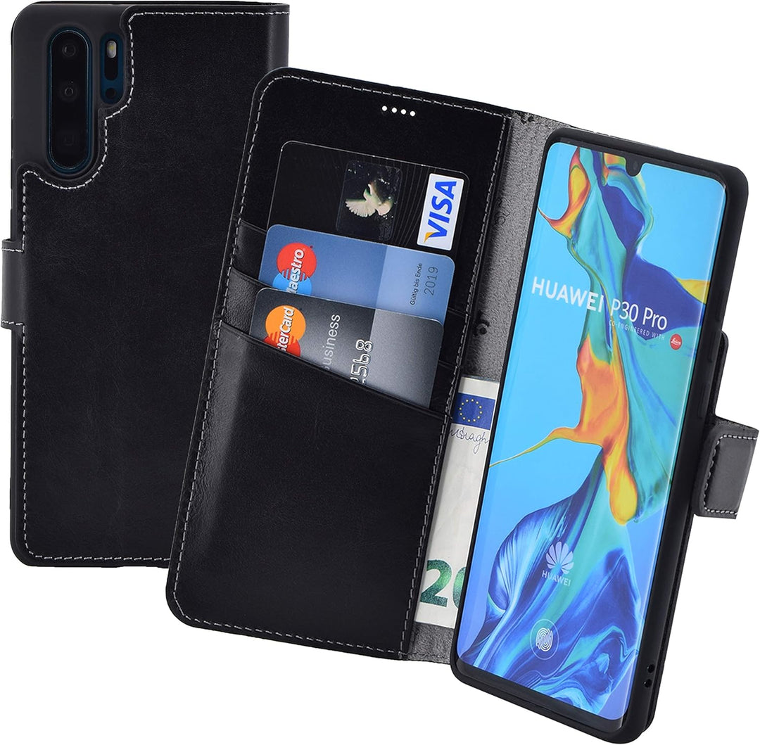 Suncase Book-Style kompatibel mit Huawei P30 PRO Hülle (Slim-Fit) Leder Tasche Handytasche Schutzhül