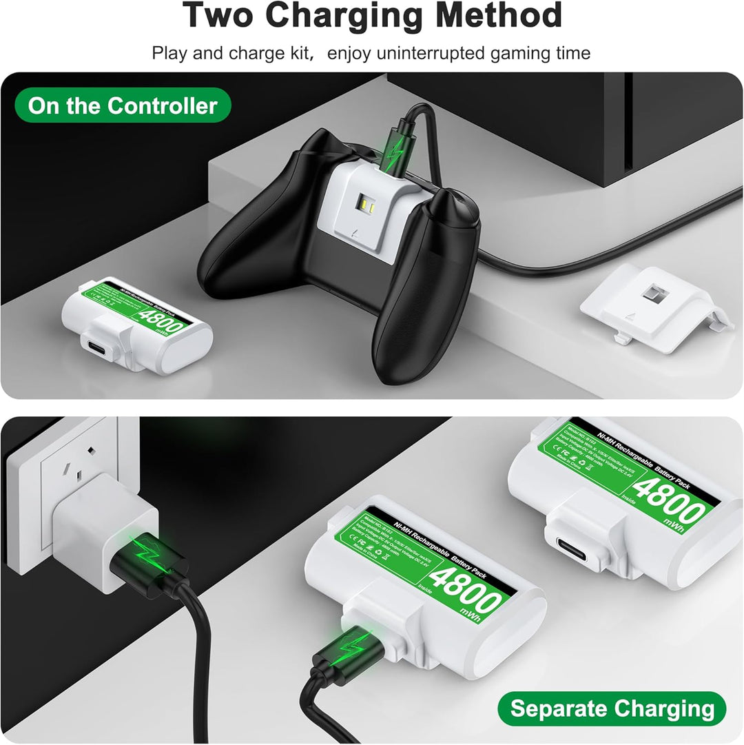 HELLCOOL 2 x 3600 mWh (2x1500mAh) Akku für X-Box One/Series X&S Controller, Akku kompatibel mit X-Bo