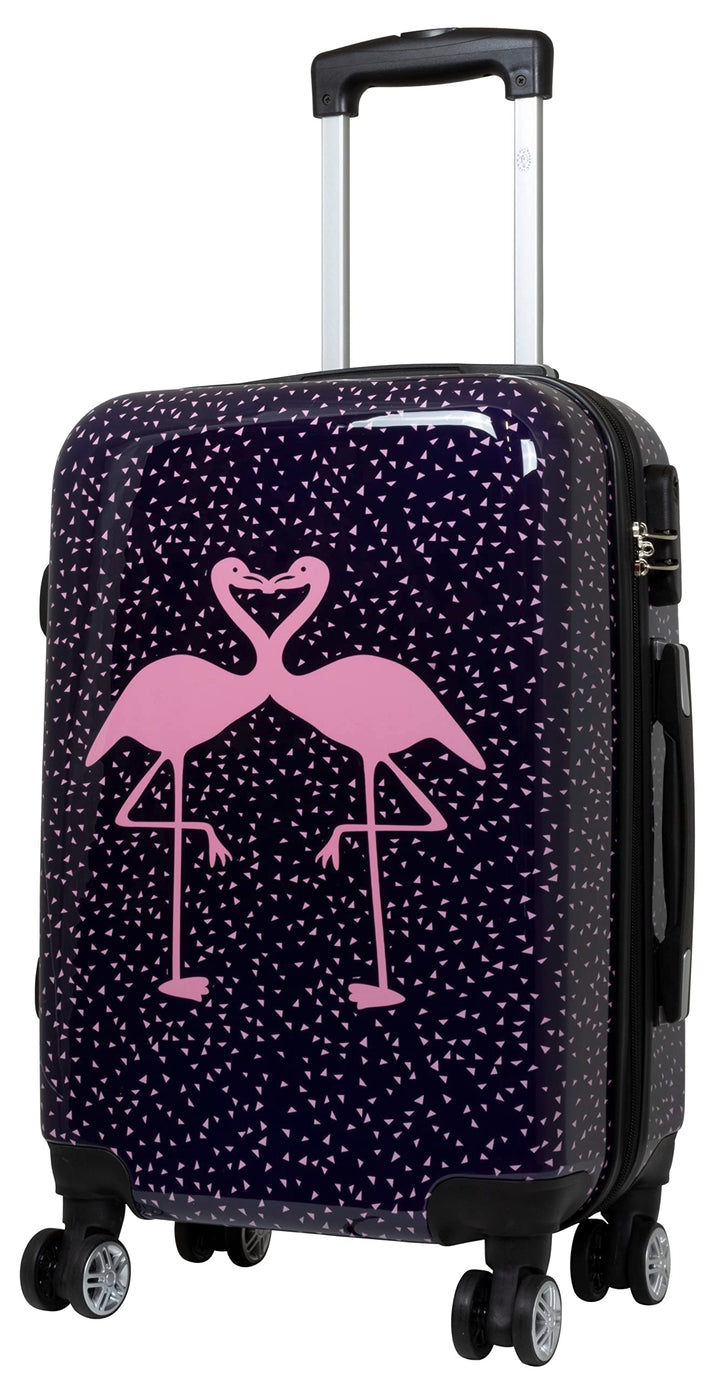Trendyshop365 bunter Hartschalen Handgepäck Koffer - Flamingo Motiv - 57 Zentimeter 4 Rollen Tiermot