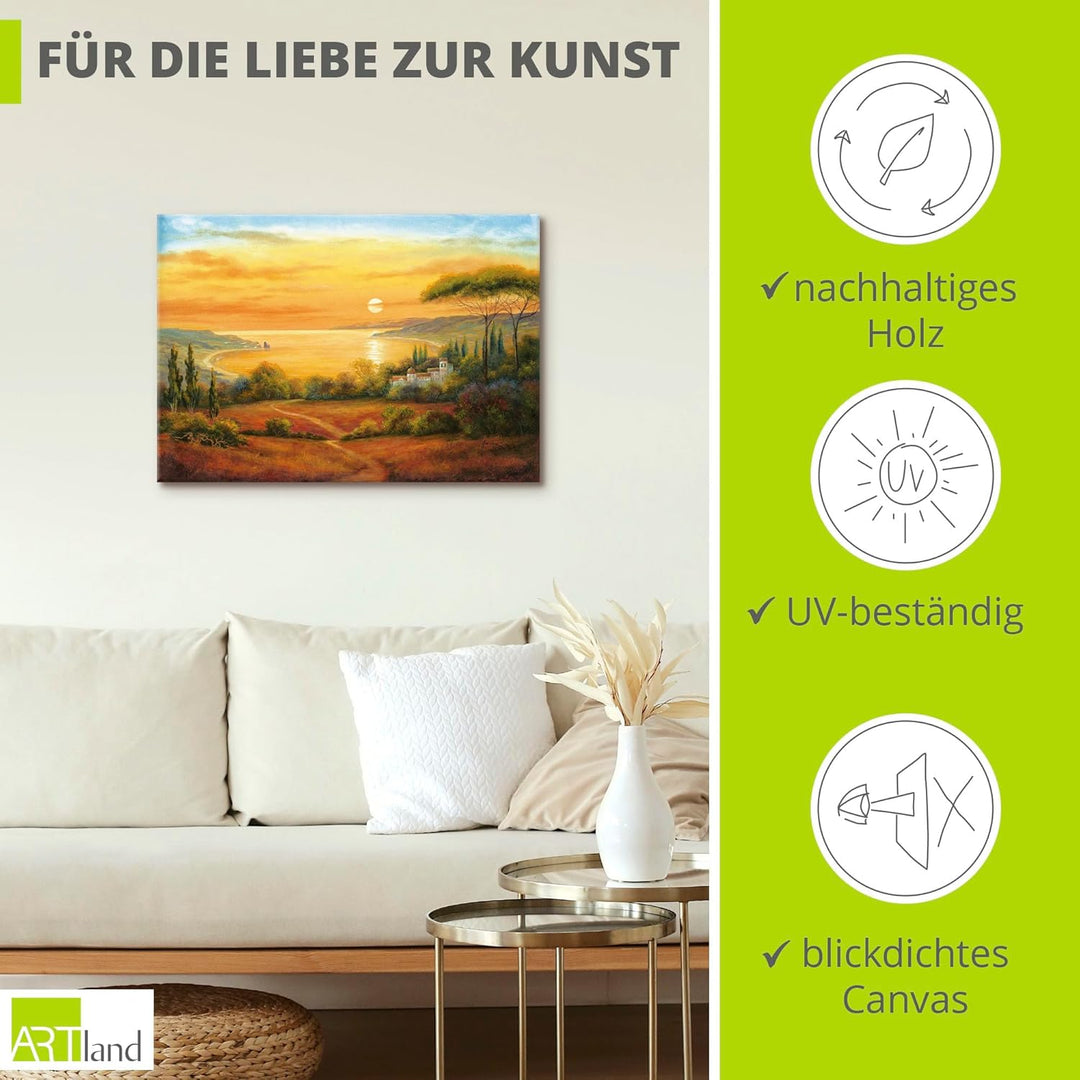 ARTland Leinwandbilder Wandbild Bild auf Leinwand 100 x 70 cm Landschaften Europa Italien Malerei Oc