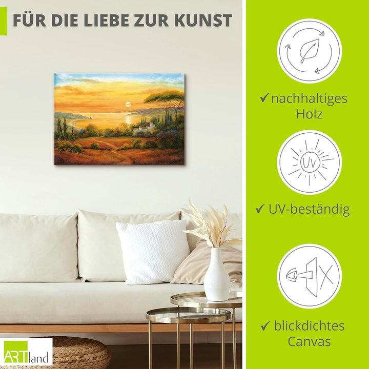ARTland Leinwandbilder Wandbild Bild auf Leinwand 100 x 70 cm Landschaften Europa Italien Malerei Oc