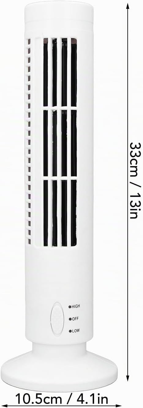 Luqeeg Desktop-Turmventilator, Flügelloser Standventilator, 2 Geschwindigkeiten Einstellbarer Tischv