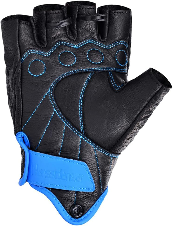 Harssidanzar Herren Vollfinger Ziegenleder Touchscreen Motorrad Fingerlose Handschuhe GM037EU L Schw