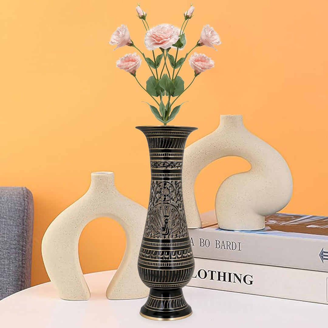 Zap Impex® Blumenvase aus Messing, Schnitzerei, für Zuhause, Büro, Wohnzimmer, Bett, Wandbild, Dekor