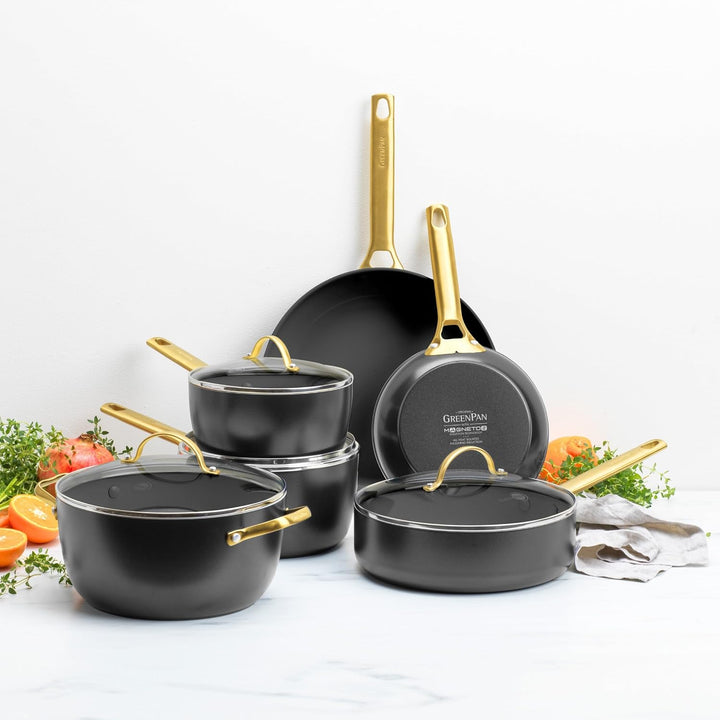 GreenPan Reserve Harteloxiertes Gesundes Keramische Antihaft-Kochgeschirr Set,10 Teile,Inklusive Bra
