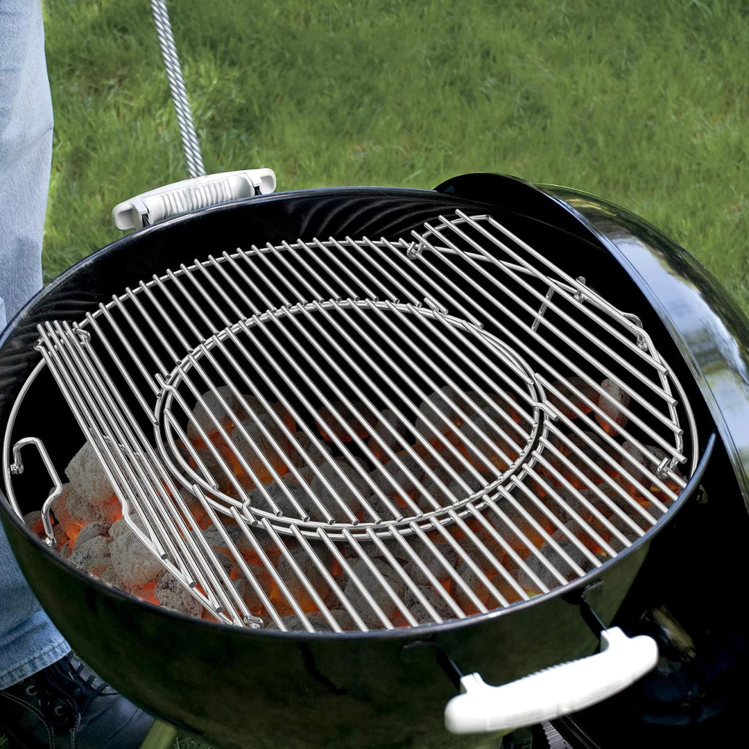 Onlyfire Grillrost Edelstahl, Ø 54,5 cm, Grillrost Rund mit Griff, Abnehmbarer Grillroste für Pizzas