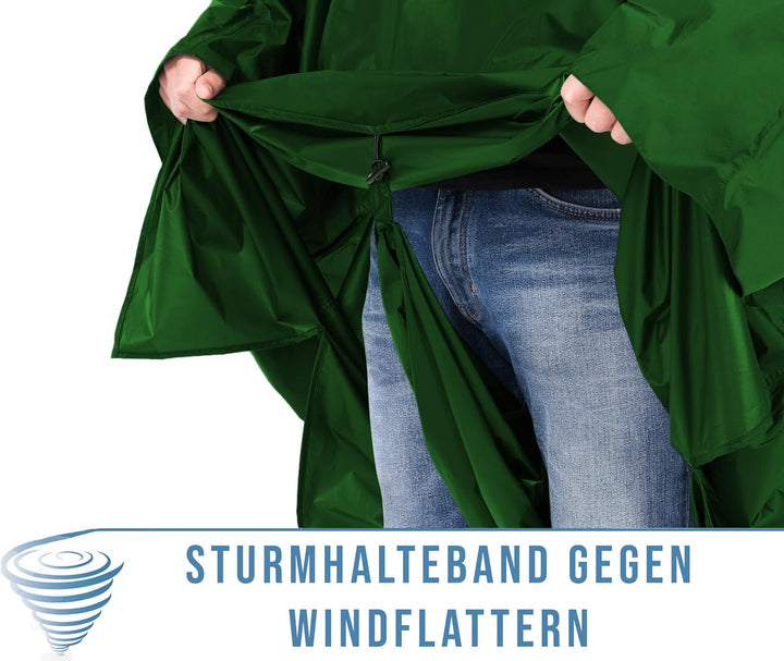 HOCK Regenponcho Wandern 'Kraxen AS' mit Rucksack Regenschutz – Herren & Damen Regencape Atmungsakti