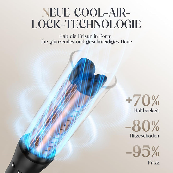 Kaltluft Lockenstab Automatisch – 32mm Beach Waves Curler, 4 Temperaturstufen (150–230°C), Anti-Verb