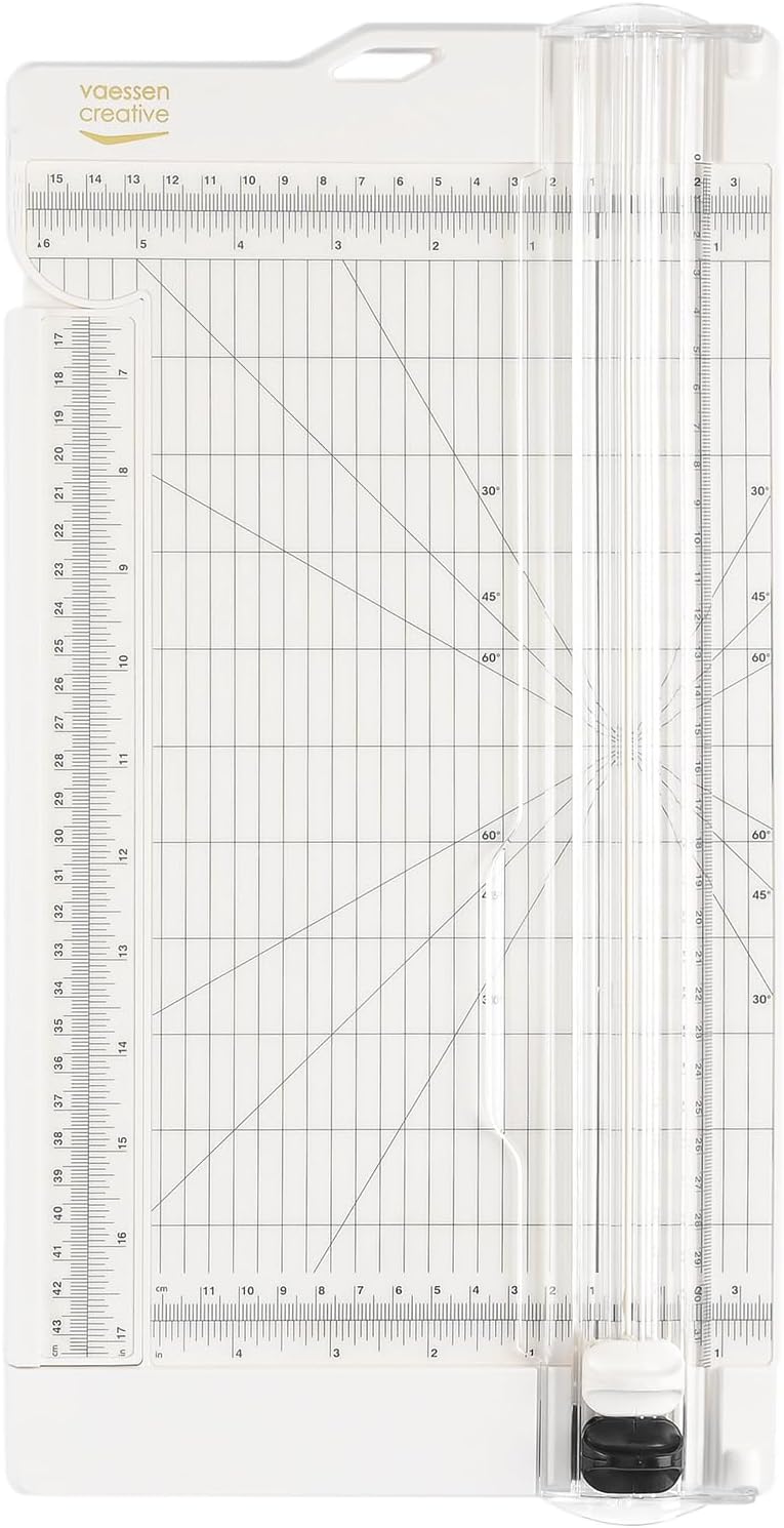 Vaessen Creative Papierschneider mit Falzbrett - Elfenbein - 15,2 x 30,5 cm - 2-in-1 Schneidemaschin