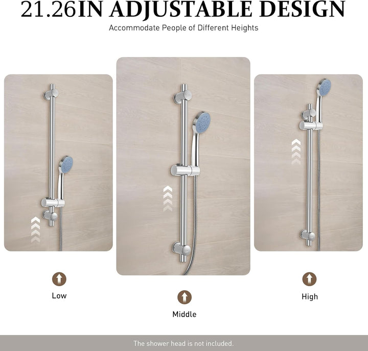Brausestangenset Edelstahl, Duschstange mit 360°Drehbar Handbrause, Shower Head Holder, Handbrause S