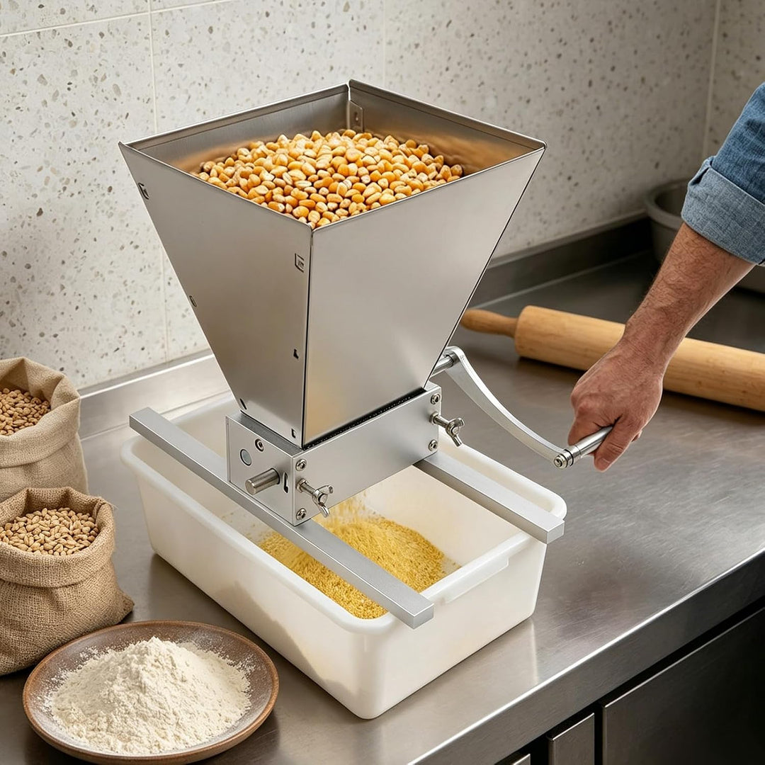 4L Manuelle Getreidemühle Malzmühle Schrotmühle verstellbare Körnermühle Edelstahl Grainmühle Grain