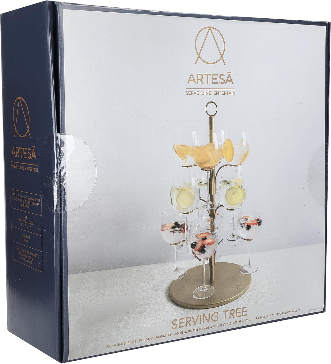 Artesa Servierbaum für Cocktails und Knabbereien aus Edelstahl, 34 x 34 x 54 cm, in Geschenkverpacku