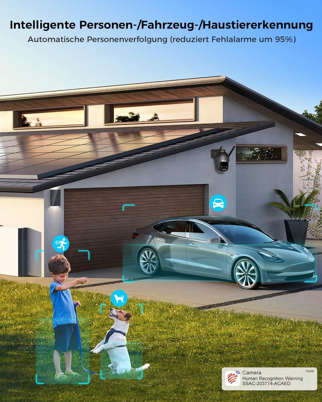 Ctronics 4K WLAN Überwachungskamera für den Aussenbereich, PTZ-Kamera mit 8MP Farbnachtsicht, 2,4/5G