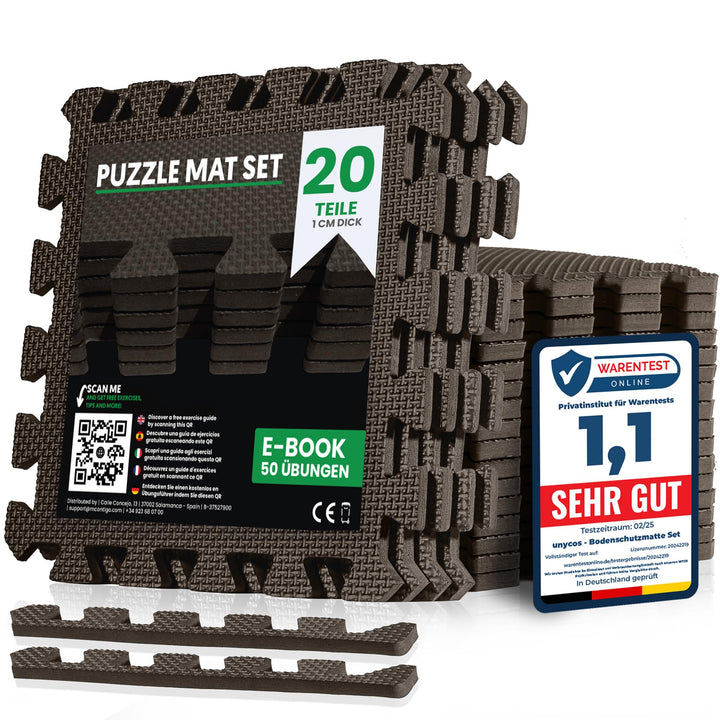unycos - Bodenschutzmatte Set【12/20/28 Teile】Puzzlematte 30x30 cm, Rutschfeste Schutzmatten per Fitn
