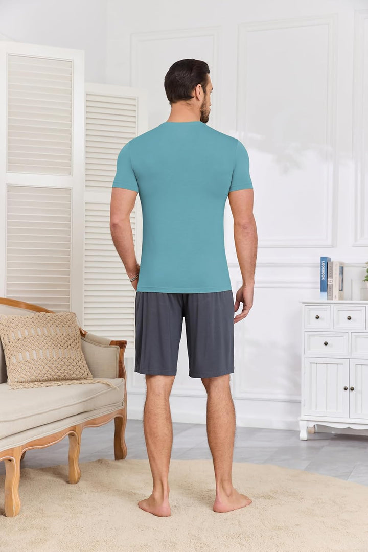 COLORFULLEAF 3/5er Pack Bambus T-Shirt Herren V Ausschnitt/Rundhals Stretch Unterhemd Männer Einfarb