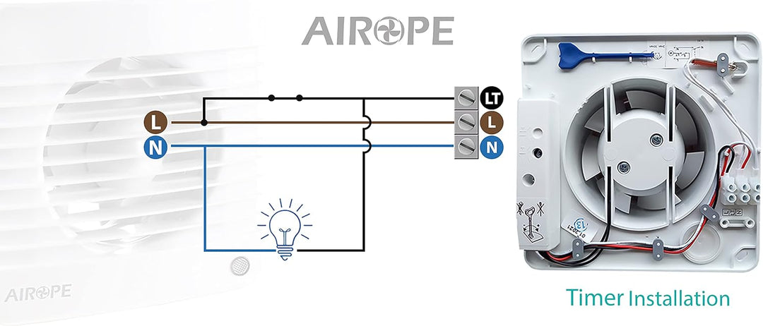 Timer,100 mm Abluftventilator mit Rückschlagventil + Integriertes Moskitonetz,Low Wattage,7 W,Wenig