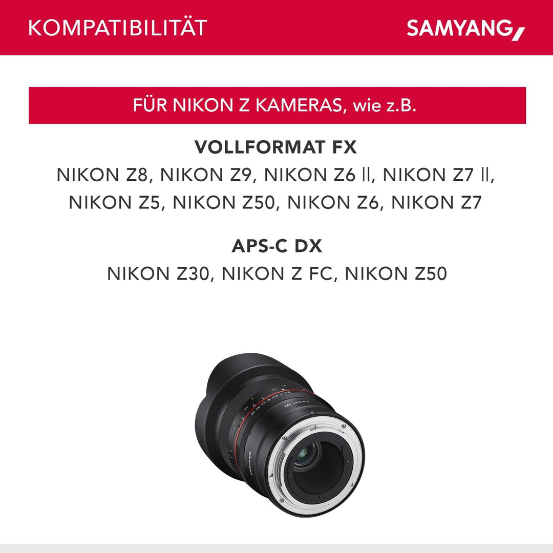 Samyang MF 14mm F2.8 Z Nikon Z - manuelles Ultraweitwinkel Objektiv, 14 mm Festbrennweite für Nikon