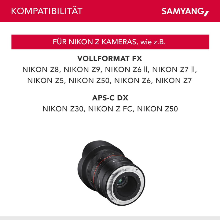 Samyang MF 14mm F2.8 Z Nikon Z - manuelles Ultraweitwinkel Objektiv, 14 mm Festbrennweite für Nikon