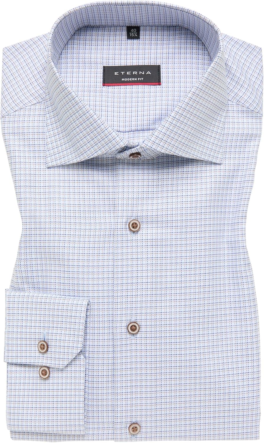 ETERNA, strukturiertes Modern Fit-Hemd mit Haifischkragen 43 Blau, 43 Blau