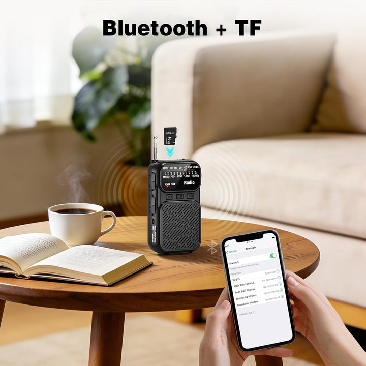 Tragbares kleines Notfallradio, Batterienradio mit Trockenbatterien + Lithiumakku, Notbeleuchtung ei