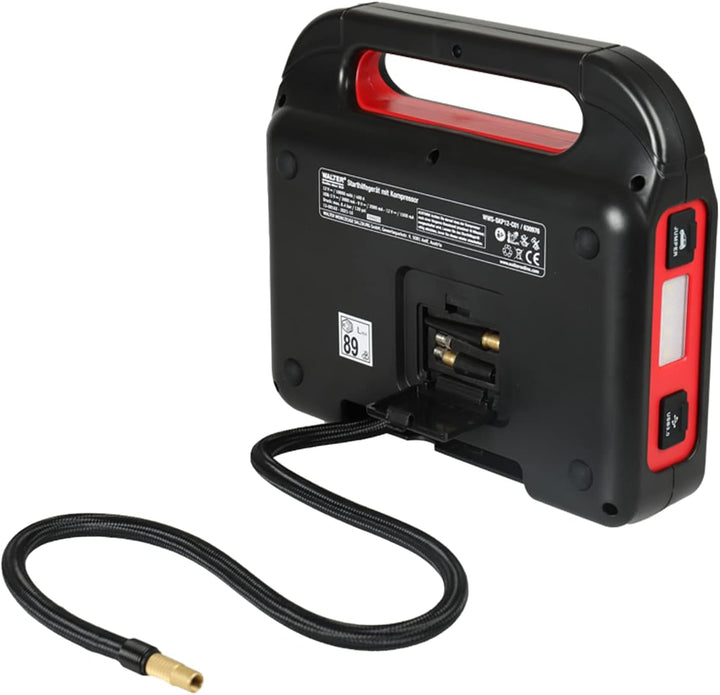 WALTER Li-Ion Starthilfegerät mit Kompressor, 800A Starthilfeleistung, 10.000mAh Akku, USB3.0 und US