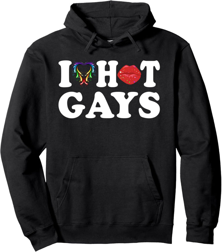 I Heart Hot I Love Hot Gays Pullover Hoodie