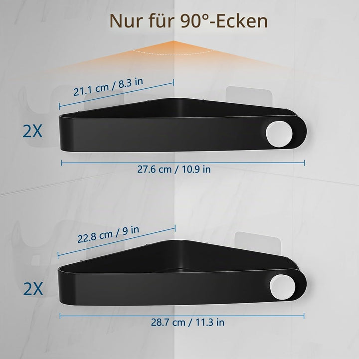 Sotfamily Plastik Duschablage ohne Bohren Ecke (Nur Für 90°), 4 Stück Duschregal Badregal ohne Bohre