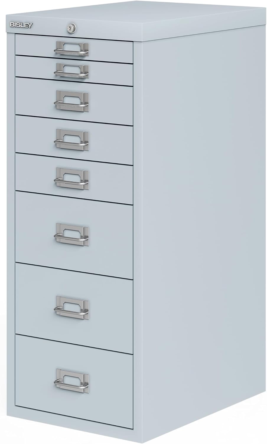 BISLEY MultiDrawer, LA298, DIN A4, 8 Schubladen (2 + 3 + 3 Schubladen), 645 lichtgrau, Metall, Licht