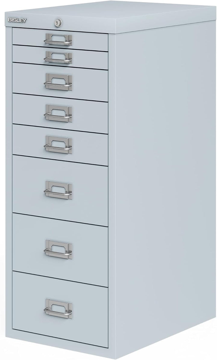 BISLEY MultiDrawer, LA298, DIN A4, 8 Schubladen (2 + 3 + 3 Schubladen), 645 lichtgrau, Metall, Licht