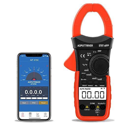 Digital Clamp Meter Stromzange Bluetooth AP-570T-APP 4000 Counts Auto Range AC/DC Spannung, Strom,Wi