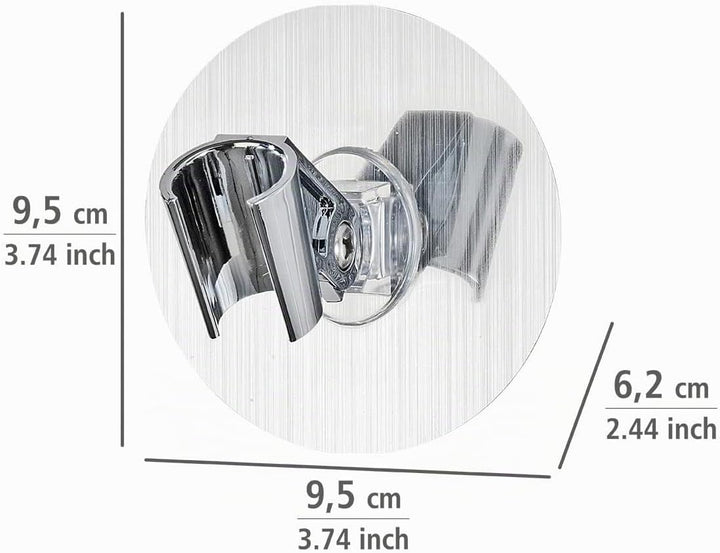 WENKO Static-Loc® Duschkopfhalter Osimo starker Halt durch statische Aufladung Silber 5 x 9.5 x 9.5