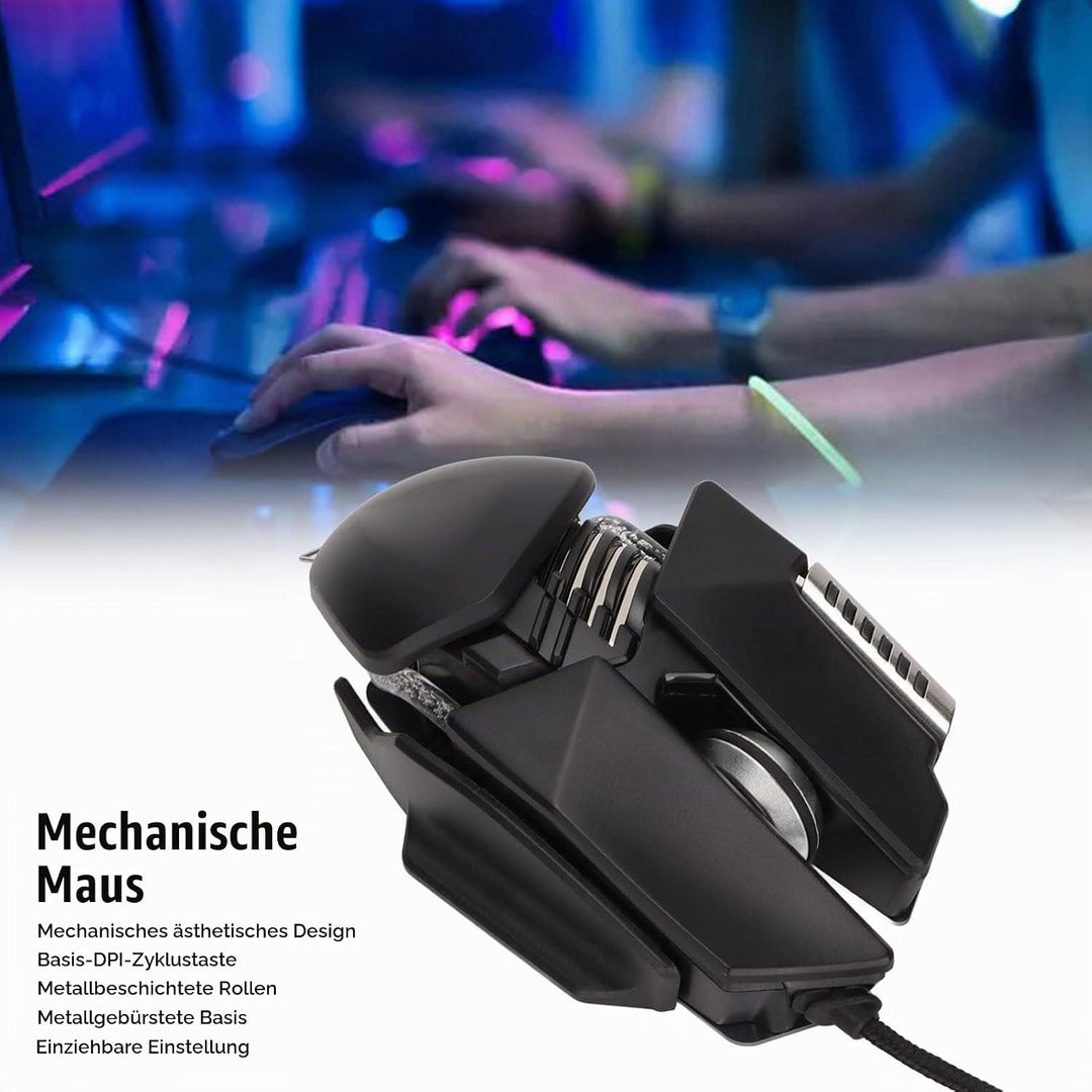 Gaming-Maus, 12800 DPI Einziehbare Anpassung Wassergekühlter RGB-Lichteffekt Kabelgebundene Maus Gal