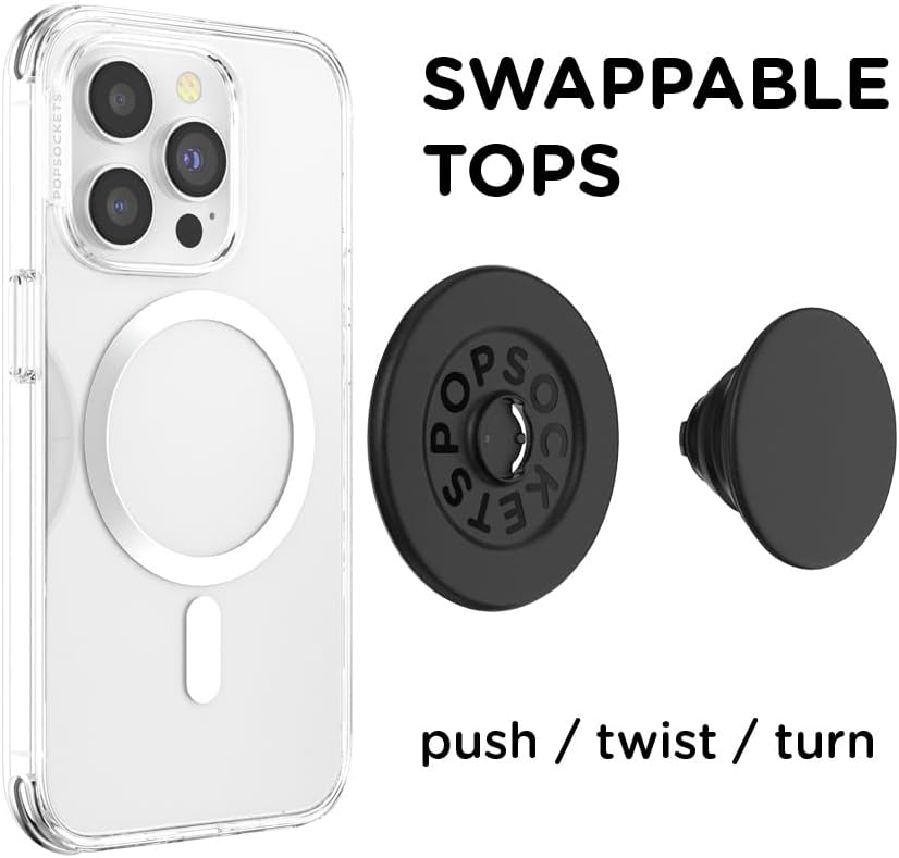 PopSockets: PopGrip Round für MagSafe - Inklusive Adapterring für MagSafe - Ausziehbarer Sockel und