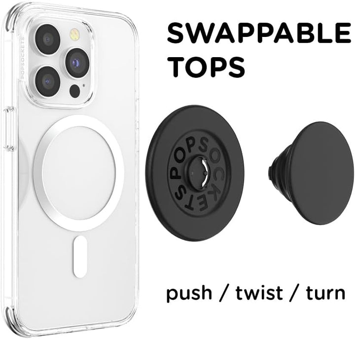 PopSockets: PopGrip Round für MagSafe - Inklusive Adapterring für MagSafe - Ausziehbarer Sockel und
