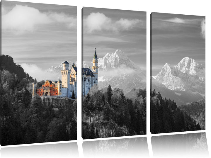 Pixxprint Schloss Neuschwanstein als Leinwandbild/Grösse: 3 Teilig (120x80) cm/Wandbild/Kunstdruck/f