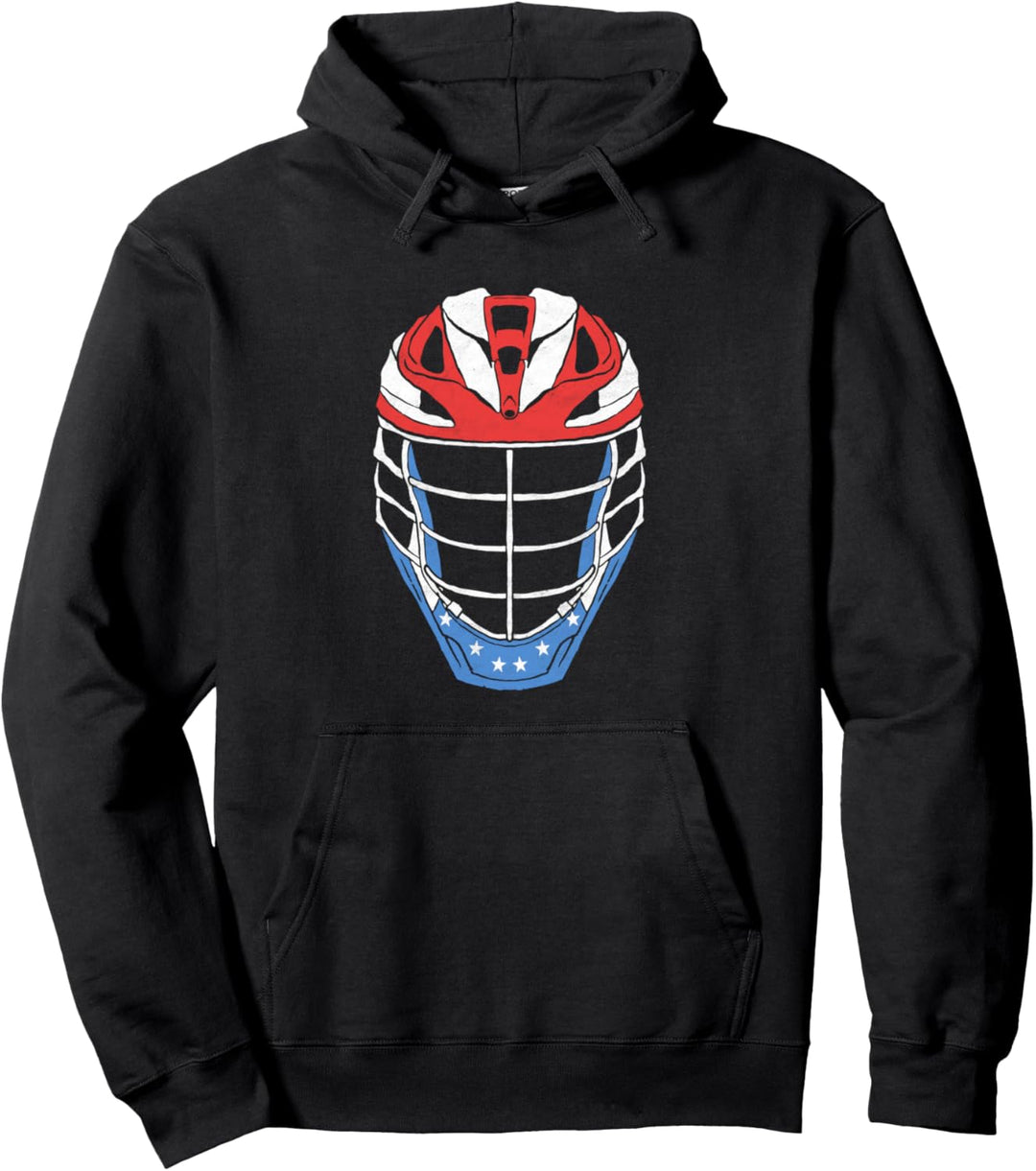 Sweet American Flag Design Lacrosse Helmet Vintage Style Pullover Hoodie