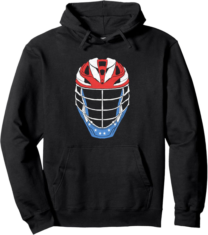 Sweet American Flag Design Lacrosse Helmet Vintage Style Pullover Hoodie