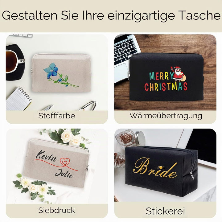 Aspire 6 Stück Canvas Kulturtasch Canvas Aufbewahrungstasche Reise Kulturbeutel mit Reissverschluss