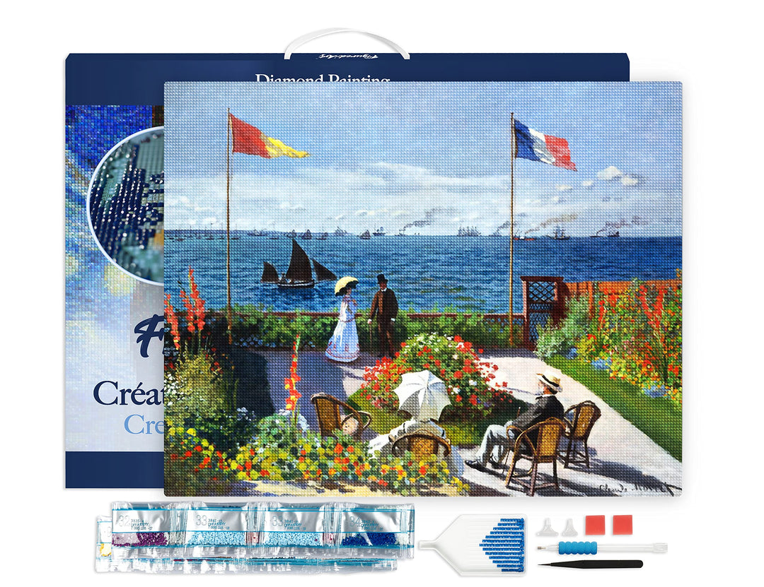 Figured'Art Diamond Painting Erwachsene 40x50cm Mit Rahmen Ganze Leinwand gespannt Die Terrasse am S