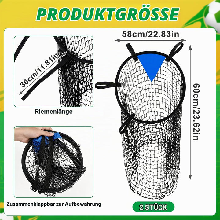 2 Stück Fussballtor Zielnetz, 45 x 60CM Fussball Ziel mit Rahmen, Nylongewebe Fussball Trainingszube